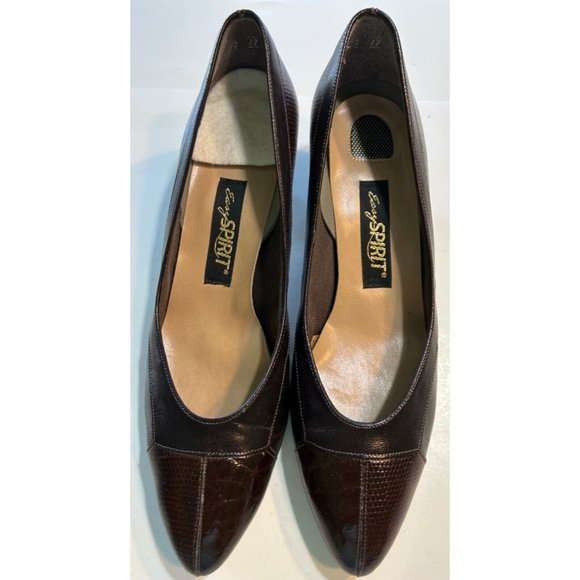 Women's Easy Spirit Brown Kid Reptile Slip On Size 9 Dress Shoe Primavera - Picture 1 of 10